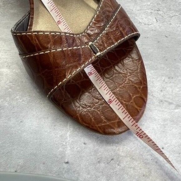 Talbots Brown Croc Embossed Leather Kitten Heel Slide Sandals Womens Size 7.5B - Picture 8 of 10
